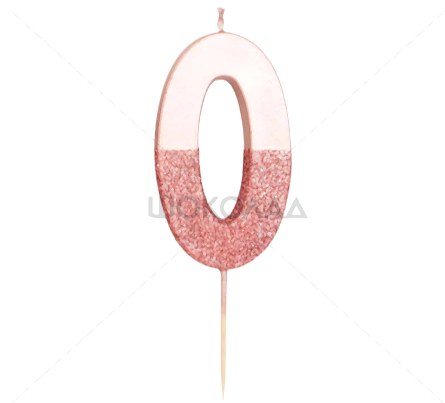 торт Свеча для торта Розовый металлик "№0"