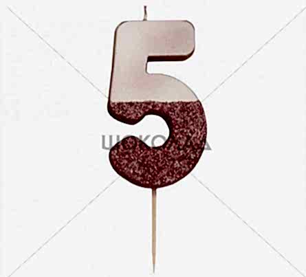 торт Свеча для торта Розовый металлик "№5"