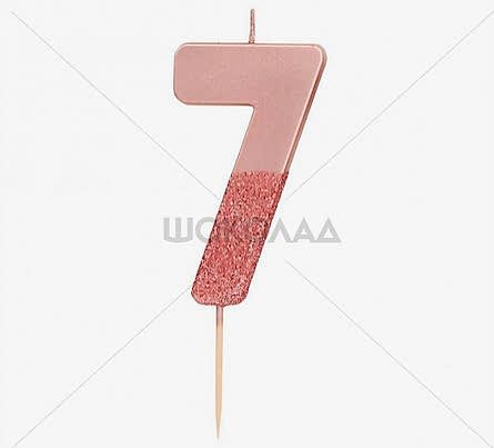 торт Свеча для торта Розовый металлик "№7"