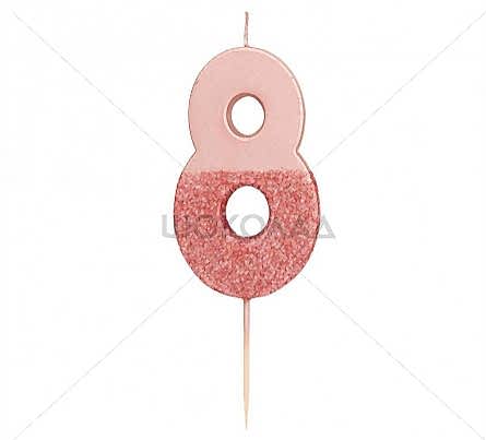 торт Свеча для торта Розовый металлик "№8"