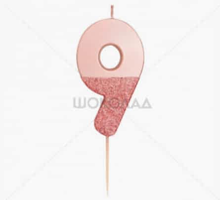 торт Свеча для торта Розовый металлик "№9"