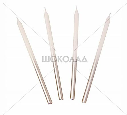 торт Свечи для торта бело-серебряные