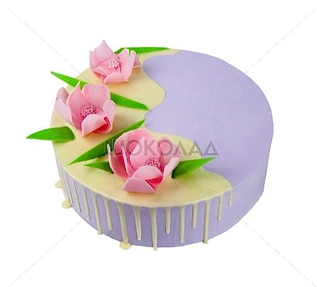 торт Лиловый с шоколадными цветами
