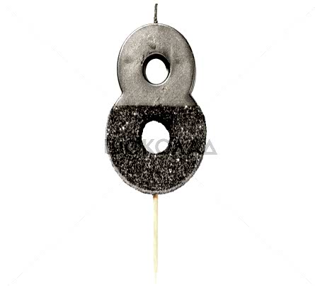 торт Свеча для торта серебро "№8"