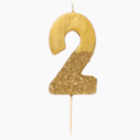 торт Свеча для торта золотая с блестками "№2"
