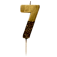 торт Свеча для торта золотая с блестками "№7"