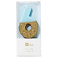 торт Свеча для торта голубая с блестками "№6"