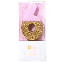 торт Свеча для торта розовая с блестками "№6"