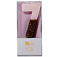 торт Свеча для торта розовая с блестками "№7"