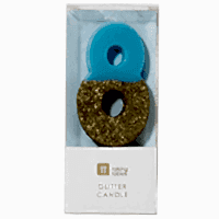 торт Свеча для торта голубая с блестками "№8"