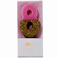 торт Свеча для торта розовая с блестками "№8"