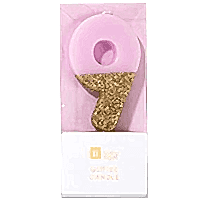 торт Свеча для торта розовая с блестками "№9"