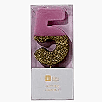 торт Свеча для торта розовая с блестками "№5"