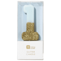 торт Свеча для торта голубая с блестками "№1"